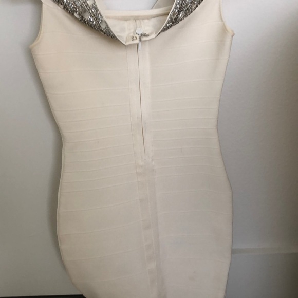 White Bodycon Dress with silver detailing - Picture 4 of 5